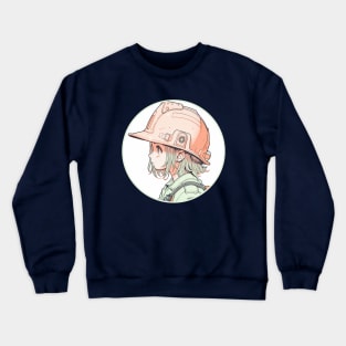 Construction Worker Girl Original Illustration in Anime Style Crewneck Sweatshirt